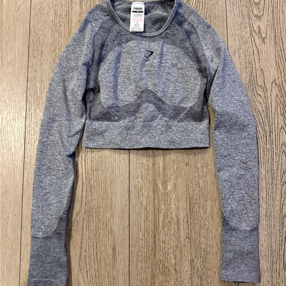 Gymshark Tops - Gymshark Grey Long Sleeve Crop Top